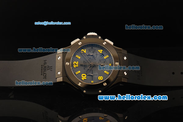 Hublot Big Bang Chronograph Swiss Valjoux 7750 Automatic Movement PVD Case and Bezel with Yellow Markers - Click Image to Close