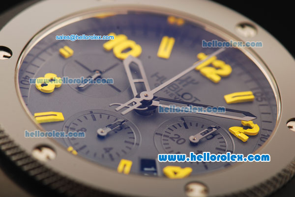 Hublot Big Bang Chronograph Swiss Valjoux 7750 Automatic Movement PVD Case and Bezel with Yellow Markers - Click Image to Close