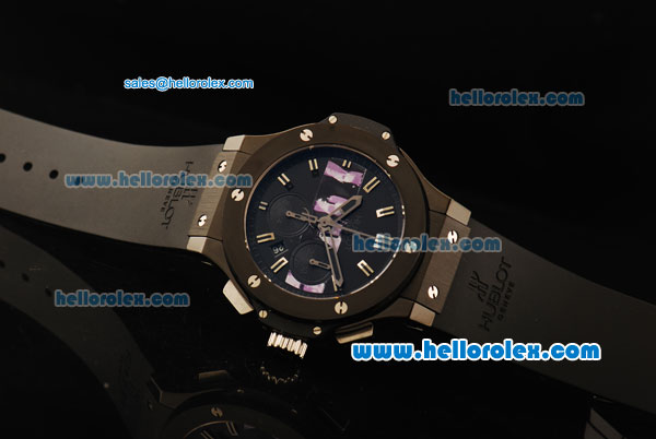 Hublot Big Bang Chronograph Swiss Valjoux 7750 Automatic Movement PVD Case with Black Dial and PVD Bezel - Click Image to Close