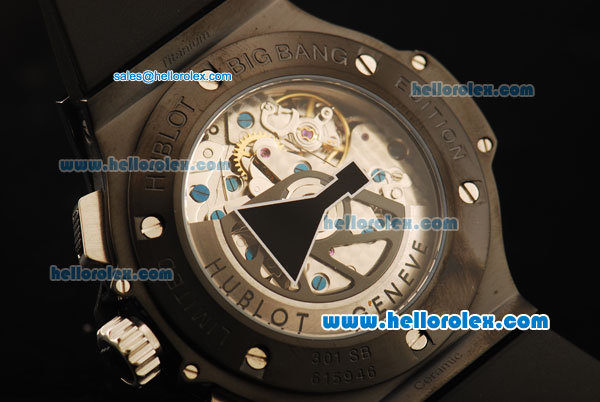 Hublot Big Bang Chronograph Swiss Valjoux 7750 Automatic Movement PVD Case with PVD Bezel and Black Rubber Strap - Click Image to Close