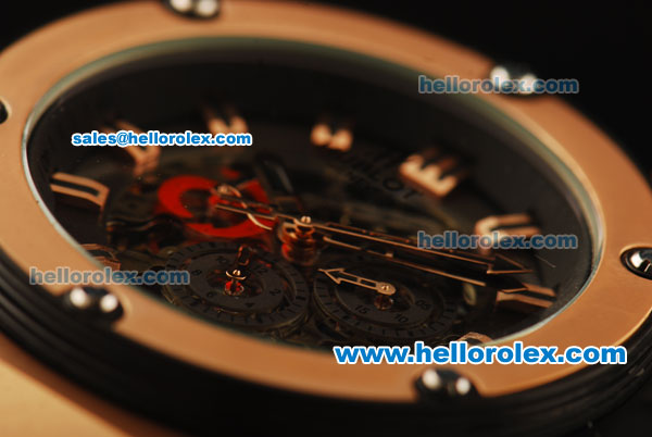Hublot Big Bang Automatic Movement 7750 Coating Case with Rose Gold Bezel and Black Rubber Strap - Click Image to Close