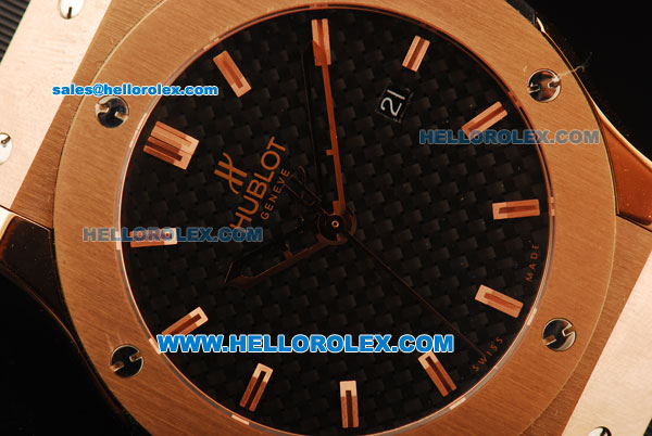Hublot Classic Fusion Swiss ETA 2824 Automatic Movement Rose Gold Case with Rose Gold Bezel and Black Rubber Strap - Click Image to Close
