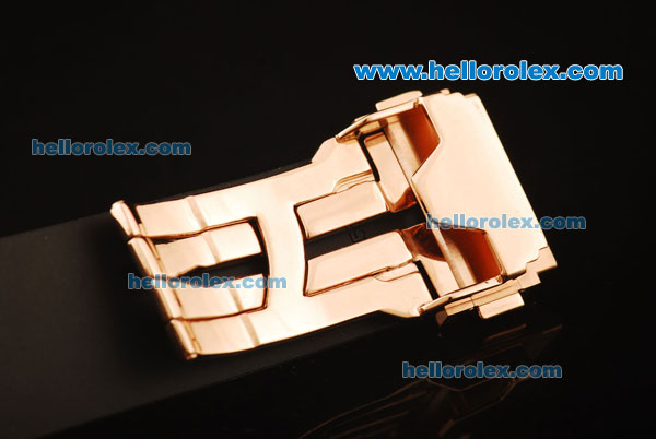 Hublot Big Bang Skeleton Swiss Tourbillon Manual Winding Movement Rose Gold Case with Black Rubber Strap - Click Image to Close
