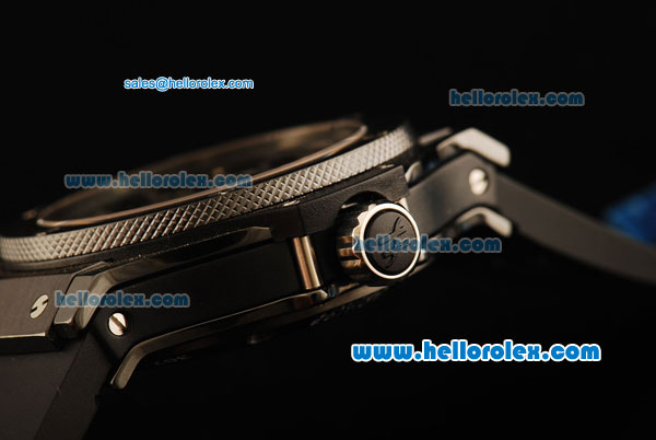 Hublot Big Bang Skeleton Swiss Tourbillon Manual Winding Movement Ceramic Case and Bezel with Black Rubber Strap - Click Image to Close