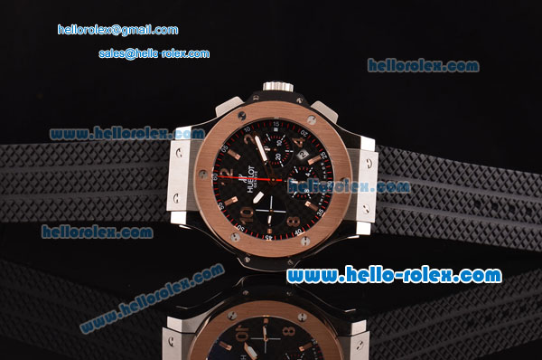 Hublot Big Bang Chronogrph Swiss Vajoux 7750-DD Automatic Steel Case with Rose Gold Bezel and Black Rubber Strap - Click Image to Close