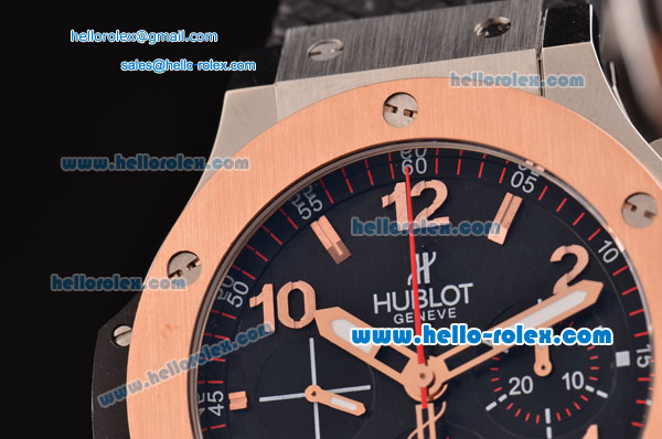 Hublot Big Bang Chronogrph Swiss Vajoux 7750-DD Automatic Steel Case with Rose Gold Bezel and Black Rubber Strap - Click Image to Close
