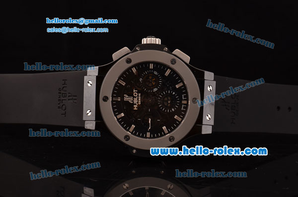 Hublot Aero Bang Chronograph Swiss Valjoux 7750 Automatic Ceramic Case with Titanium Bezel Stick Markers and Black Dial - Click Image to Close