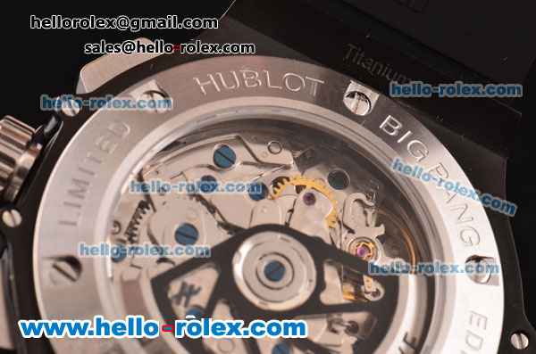 Hublot Big Bang Chronograph Swiss Valjoux 7750-DD Automatic PVD Case with Stick Markers and Black Dial - Click Image to Close