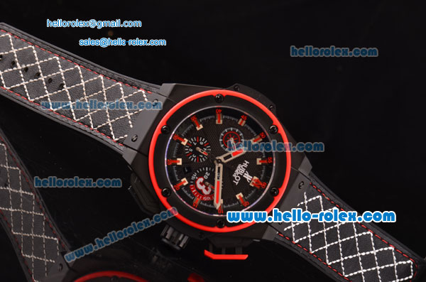 Hublot King Power Dwyane Wade Swiss Valjoux 7750-SHG Automatic PVD Case with Red Markers Black Dial and Black Rubber Strap - Click Image to Close