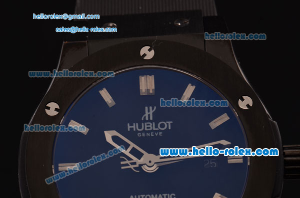 Hublot Classic Fusion Swiss ETA 2824 Automatic Ceramic Case with Stick Markers Black Rubber Strap and Black Dial 1:1 Original - Click Image to Close