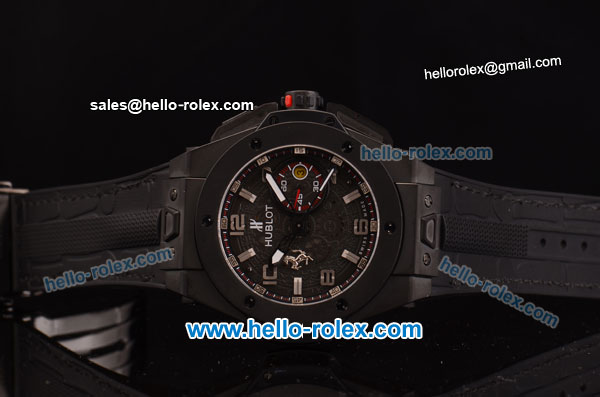 Hublot Big Bang Ferrari Swiss Valjoux 7750-SHG Automatic PVD Case with Stick/Numeral Marekrs Black Dial and Black Rubber Strap - Click Image to Close