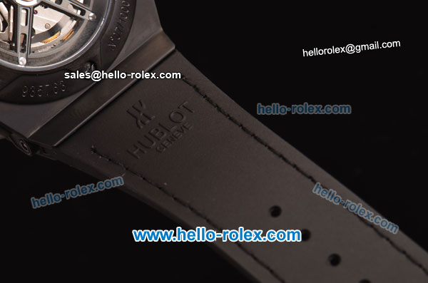 Hublot Big Bang Ferrari Swiss Valjoux 7750-SHG Automatic PVD Case with Stick/Numeral Marekrs Black Dial and Black Rubber Strap - Click Image to Close