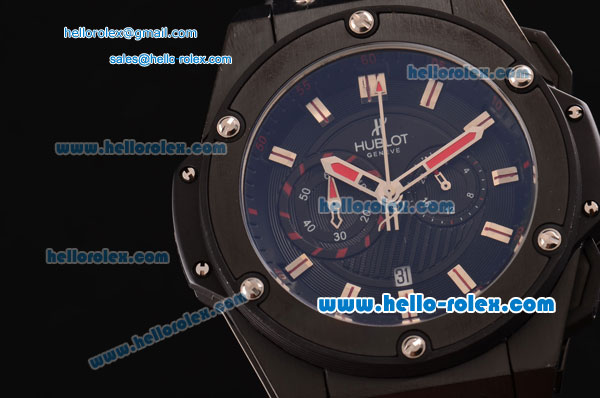 Hublot King Power Chronograph Miyota OS20 Quartz PVD Case with Black Rubber Strap Stick Markers and Black Dial - Click Image to Close