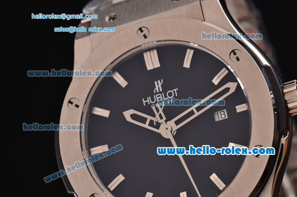 Hublot Classic Fusion Swiss ETA 2824 Automatic Steel Case with Black Dial Stick Markers and Stainless Steel Strap - Click Image to Close