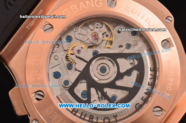 Hublot Big Bang Chrono Swiss Valjoux 7750-DD Automatic Rose Gold Case with Black Rubber Strap and Black Dial - Click Image to Close