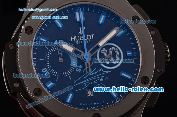 Hublot Big Bang Maradona Chronograph Swiss Valjoux 7750-SHG Automatic Movement PVD Case with Black Dial and Black Leather Strap-Limited Edition - Click Image to Close