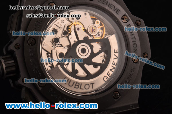 Hublot King Power Swiss Valjoux 7750 Automatic Movement Ceramic Case with Black Dial and Black Rubber Strap 1:1 Original - Click Image to Close