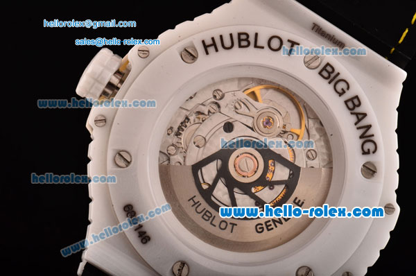 Hublot Big Bang Tutti Frutti Caviar Swiss ETA 2824 Automatic White Ceramic Case with Yellow Leather Strap and Diamond/Rose Gold Bezel - 1:1 Original - Click Image to Close