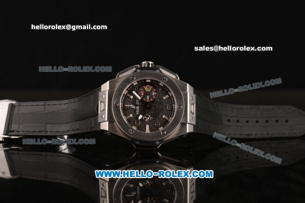 Hublot Big Bang Ferrari Swiss Valjoux 7750-SHG Automatic Steel Case with Silver Stick/Numeral Marekrs Black Dial and Black Rubber Strap - Click Image to Close