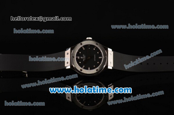 Hublot Classic Fusion Japan Miyota Automatic Steel Case with Black Dial Black Rubber Bracelet and Silver Markers - 1:1 Original - Click Image to Close