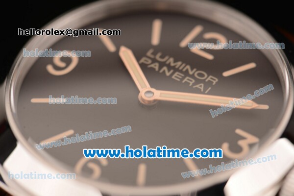 Panerai Luminor Base PAM00390 Swiss ETA 6497 Manual Winding Stainless Steel Case with Brown Leather Bracelet and Yellow Stick/Numeral Markers -1:1 - Click Image to Close