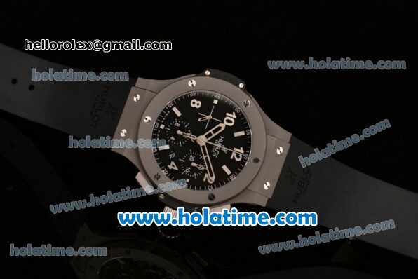 Hublot Big Bang Chrono Clone HUB4100 Automatic Titanium Case with Black Dial Stick/Numeral Markers and Black Rubber Strap (J12) - Click Image to Close