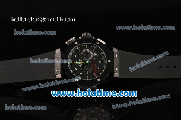 Hublot Big Bang Ayrton Senna Chronograph Miyota Quartz Movement PVD Case with Black Dial and Black Rubber Strap - Click Image to Close