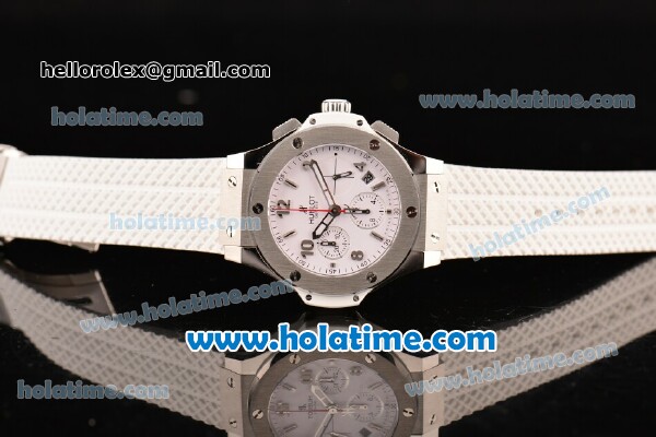 Hublot Big Bang Clone HUB4100 Automatic Steel Case with White Rubber Strap and White Dial - 1:1 Original (TW) - Click Image to Close