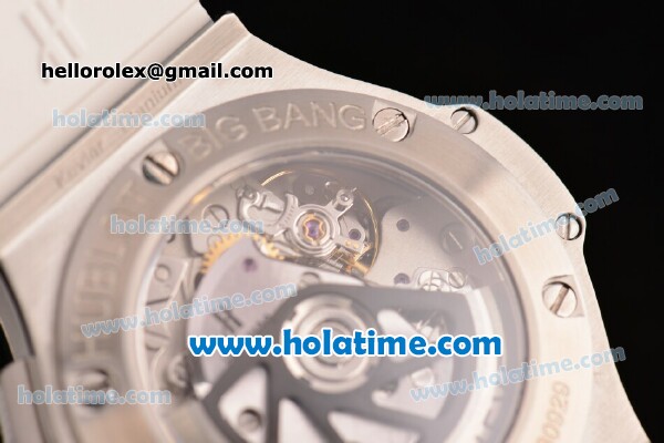 Hublot Big Bang Clone HUB4100 Automatic Steel Case with White Rubber Strap and White Dial - 1:1 Original (TW) - Click Image to Close