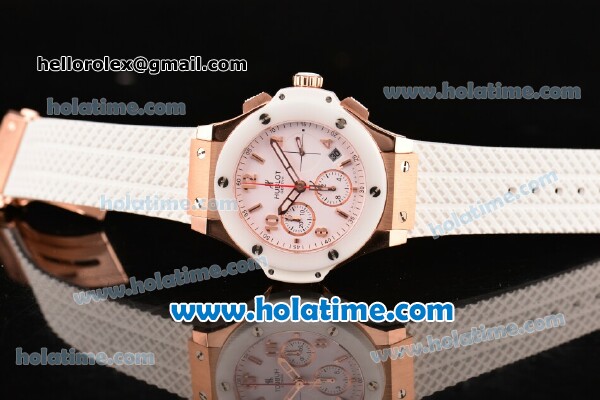 Hublot Big Bang Clone HUB4100 Automatic Rose Gold Case with White Ceramic Bezel and White Dial - 1:1 Original (TW) - Click Image to Close