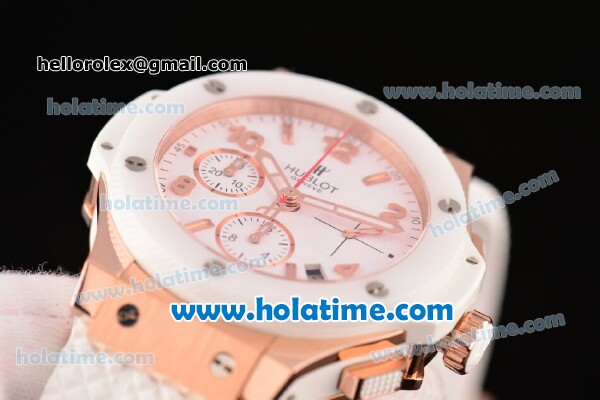Hublot Big Bang Clone HUB4100 Automatic Rose Gold Case with White Ceramic Bezel and White Dial - 1:1 Original (TW) - Click Image to Close