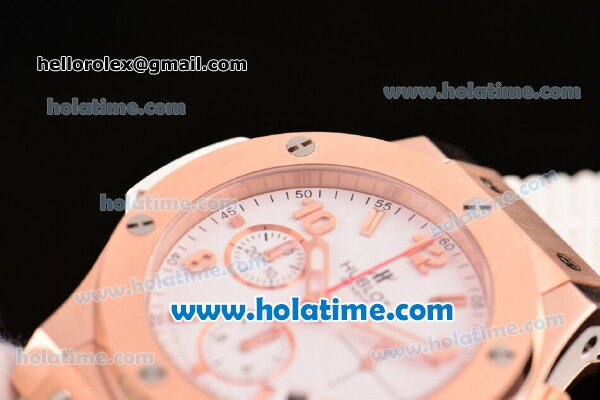 Hublot Big Bang Clone HUB4100 Automatic Rose Gold Case with White Rubber Strap and White Dial - 1:1 Original (TW) - Click Image to Close