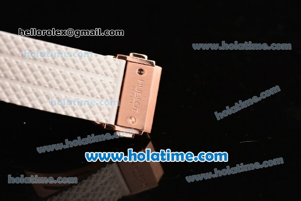 Hublot Big Bang Clone HUB4100 Automatic Rose Gold Case with White Rubber Strap and White Dial - 1:1 Original (TW) - Click Image to Close