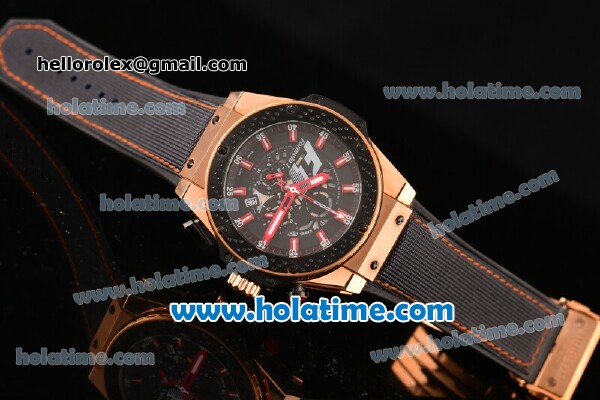 Hublot King Power F1 Limited Edition Chronograph Miyota Quartz Movement Rose Gold Case with Black Dial and Black Rubber Strap - Click Image to Close