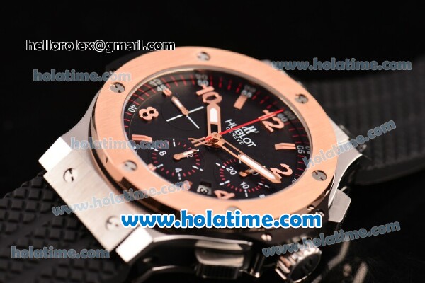 Hublot Big Bang Chronograph Swiss Valjoux 7750-DD Automatic Steel Case with Rose Gold Bezel and Black Dial (YR) - Click Image to Close