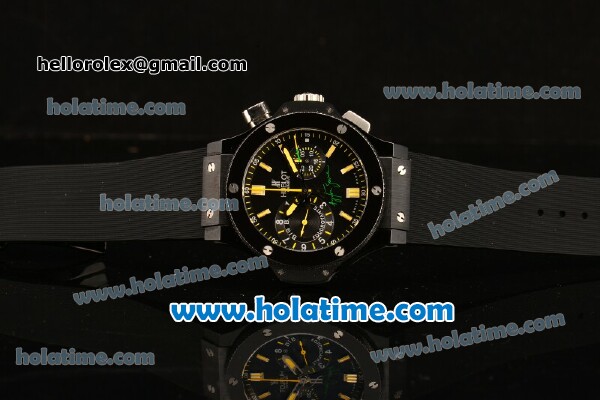 Hublot Big Bang Ayrton Senna Limited Edition Swiss Valjoux 7750 Automatic Movement Full Ceramic Case with Black Dial and Yellow Markers - Click Image to Close