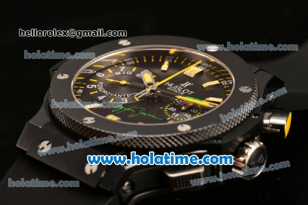 Hublot Big Bang Ayrton Senna Limited Edition Swiss Valjoux 7750 Automatic Movement Full Ceramic Case with Black Dial and Yellow Markers - Click Image to Close