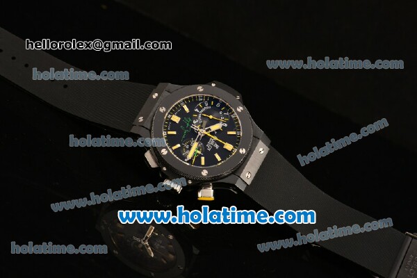 Hublot Big Bang Ayrton Senna Limited Edition Swiss Valjoux 7750 Automatic Movement Full Ceramic Case with Black Dial and Yellow Markers - Click Image to Close