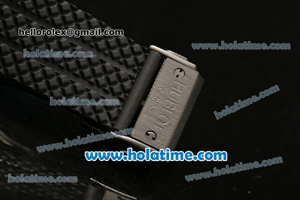Hublot Big Bang Chronograph Quartz Movement Full Ceramic Case with Black Dial and Black Rubber Strap-Silver Numeral Marker - Click Image to Close
