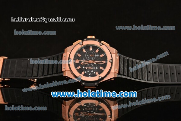 Hublot King Power Chrono Miyota OS20 Quartz Rose Gold Case with Black Dial and Stick Markers - Click Image to Close