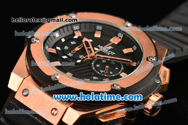 Hublot King Power Chrono Miyota OS20 Quartz Rose Gold Case with Black Dial and Stick Markers - Click Image to Close