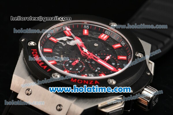 Hublot King Power F1 Swiss Valjoux 7750 Automatic Steel Case with PVD Bezel and Red Markers - Click Image to Close