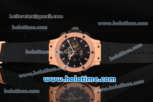 Hublot Big Bang Aero Bang Chrono Swiss Valjoux 7750 Automatic Rose Gold Case with Stick Markers and Skeleton Dial - Click Image to Close