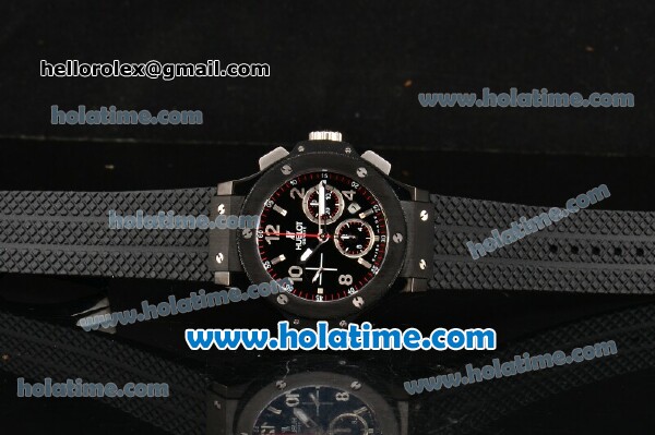 Hublot Big Bang Swiss Valjoux 7750 Automatic Movement PVD Case with Black Dial and Silver Markers-Black Rubber Strap - Click Image to Close