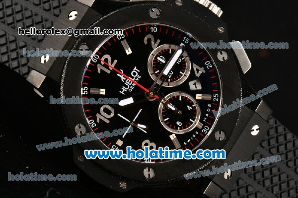 Hublot Big Bang Swiss Valjoux 7750 Automatic Movement PVD Case with Black Dial and Silver Markers-Black Rubber Strap - Click Image to Close