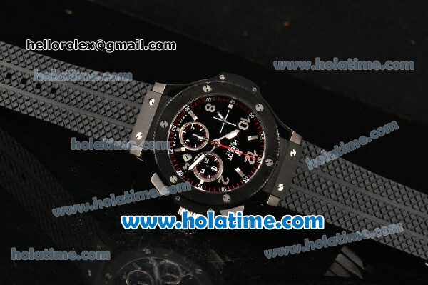 Hublot Big Bang Swiss Valjoux 7750 Automatic Movement PVD Case with Black Dial and Silver Markers-Black Rubber Strap - Click Image to Close