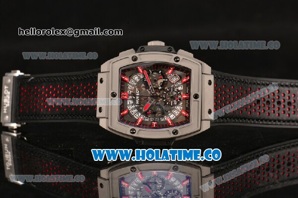 Hublot MP-06 Senna Chrono Miyota OS20 Quartz Steel Case with Skeleton Dial and Red Stick Markers - Click Image to Close