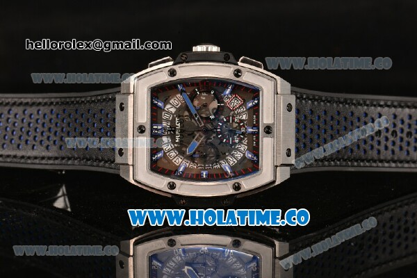 Hublot MP-06 Senna Chrono Miyota OS20 Quartz Steel Case with Skeleton Dial and Blue Stick Markers - Click Image to Close