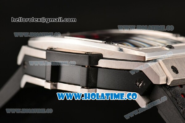 Hublot MP-06 Senna Chrono Miyota OS20 Quartz Steel Case with Red Stick Markers and Skeleton Dial - Click Image to Close
