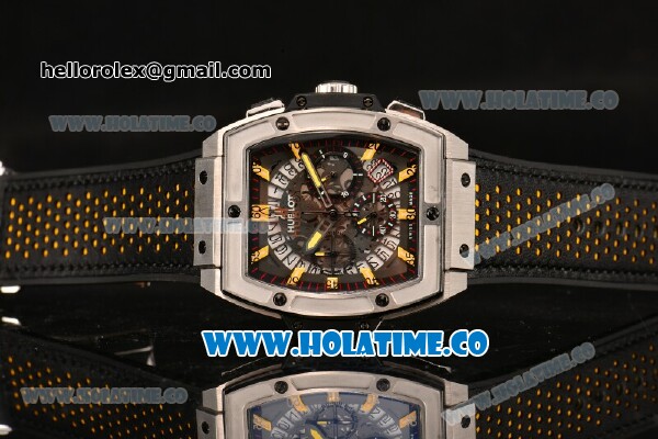 Hublot MP-06 Senna Chrono Miyota OS20 Quartz Steel Case with Yellow Stick Markers and Skeleton Dial - Click Image to Close